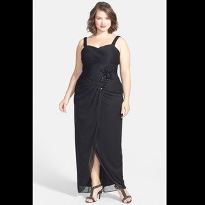 NEW Adrianna Papell Embellished Faux Wrap Gown 16W